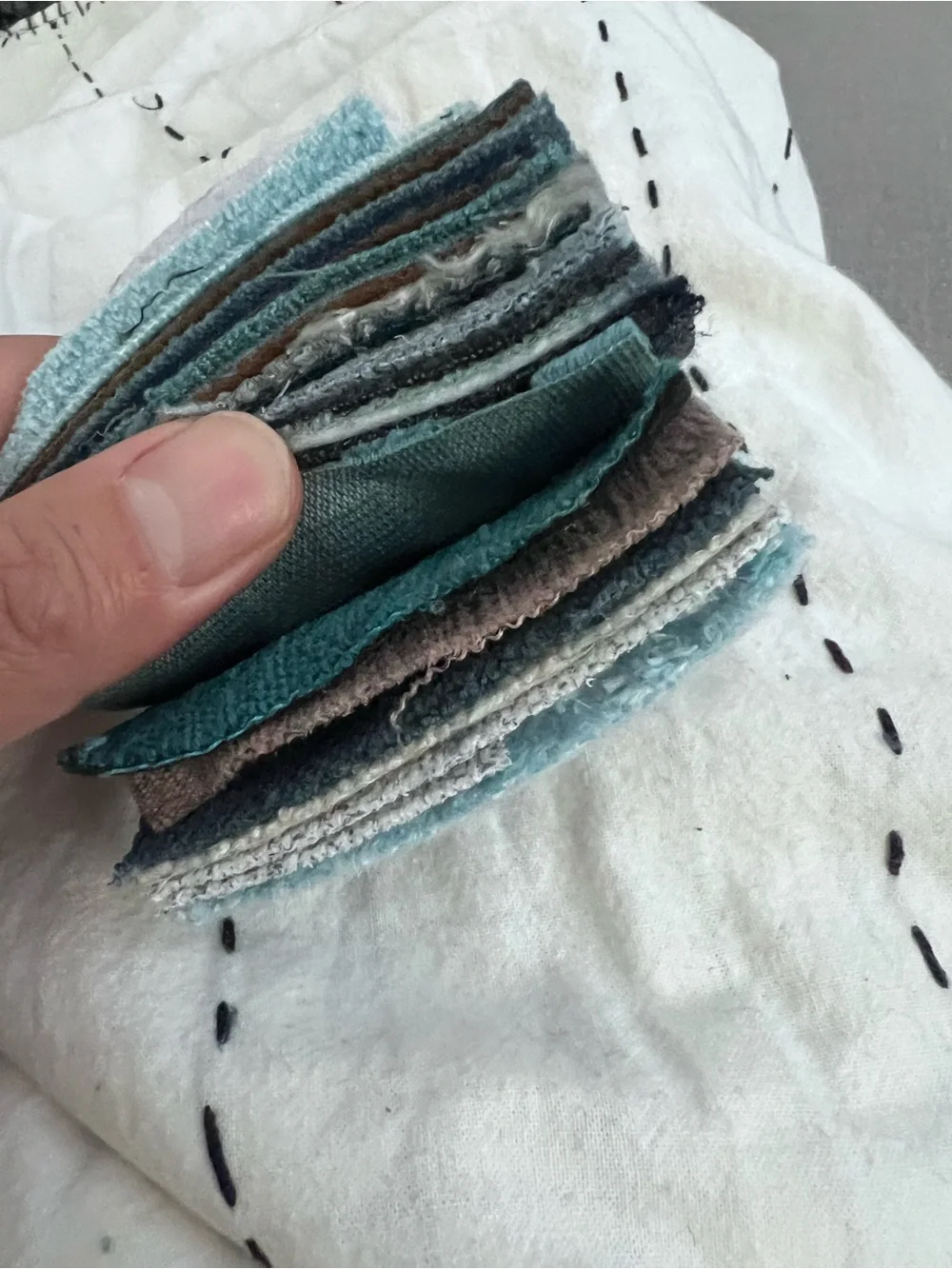 Mixed Crafting Fabric Swatches & Textures | Blue Teal & Gray Tones Bundle 20 3x3